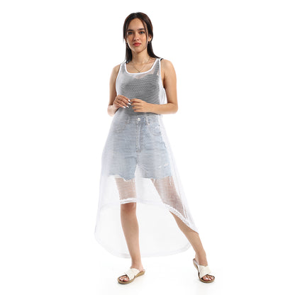 High-Low Sleeveless Net Coverup