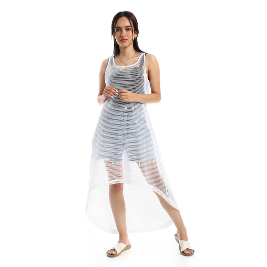 High-Low Sleeveless Net Coverup
