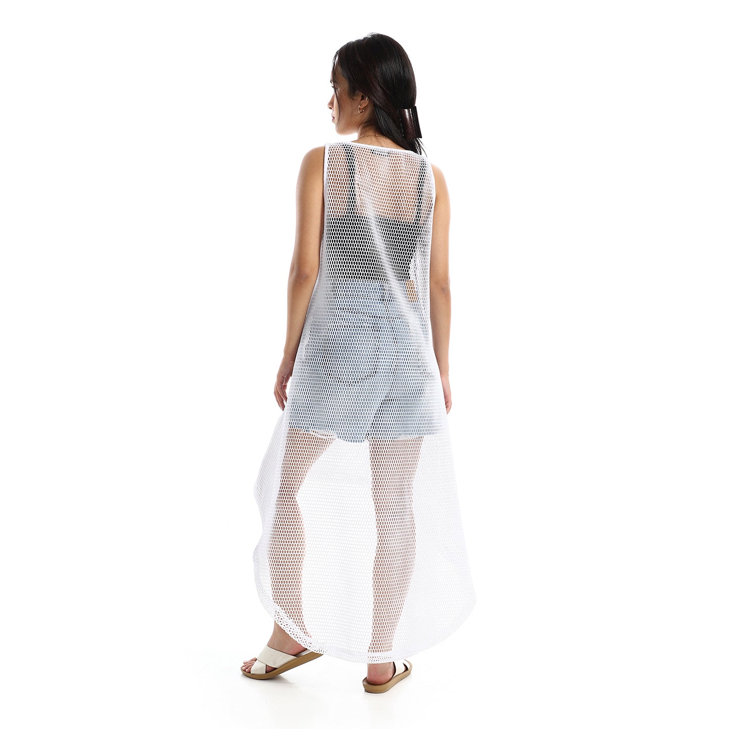 High-Low Sleeveless Net Coverup
