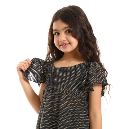 kady Ruffles Shoulders Stitched Girls Dress