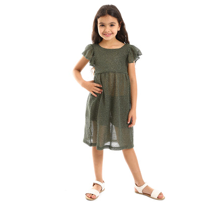 kady Ruffles Shoulders Stitched Girls Dress