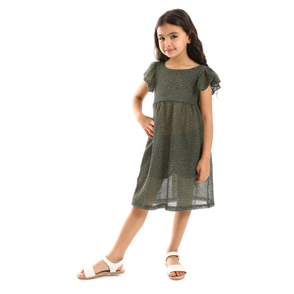 kady Ruffles Shoulders Stitched Girls Dress