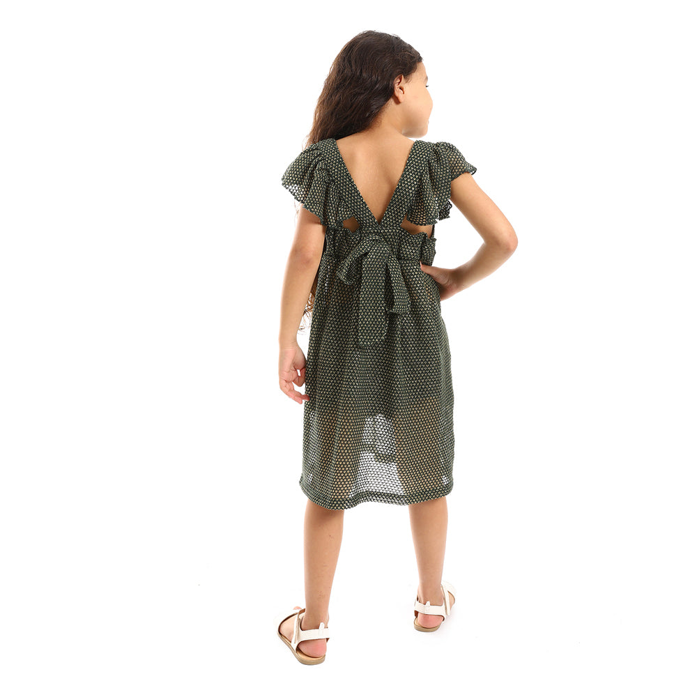 kady Ruffles Shoulders Stitched Girls Dress