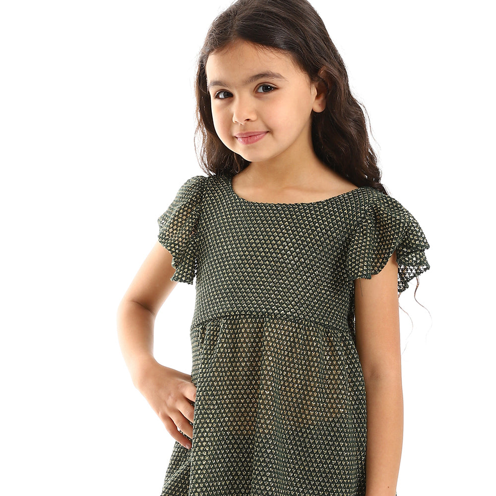 kady Ruffles Shoulders Stitched Girls Dress