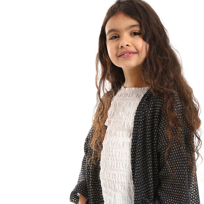 kady 3/4 Sleeves Open Neckline With Front Pockets Cardigan Girls