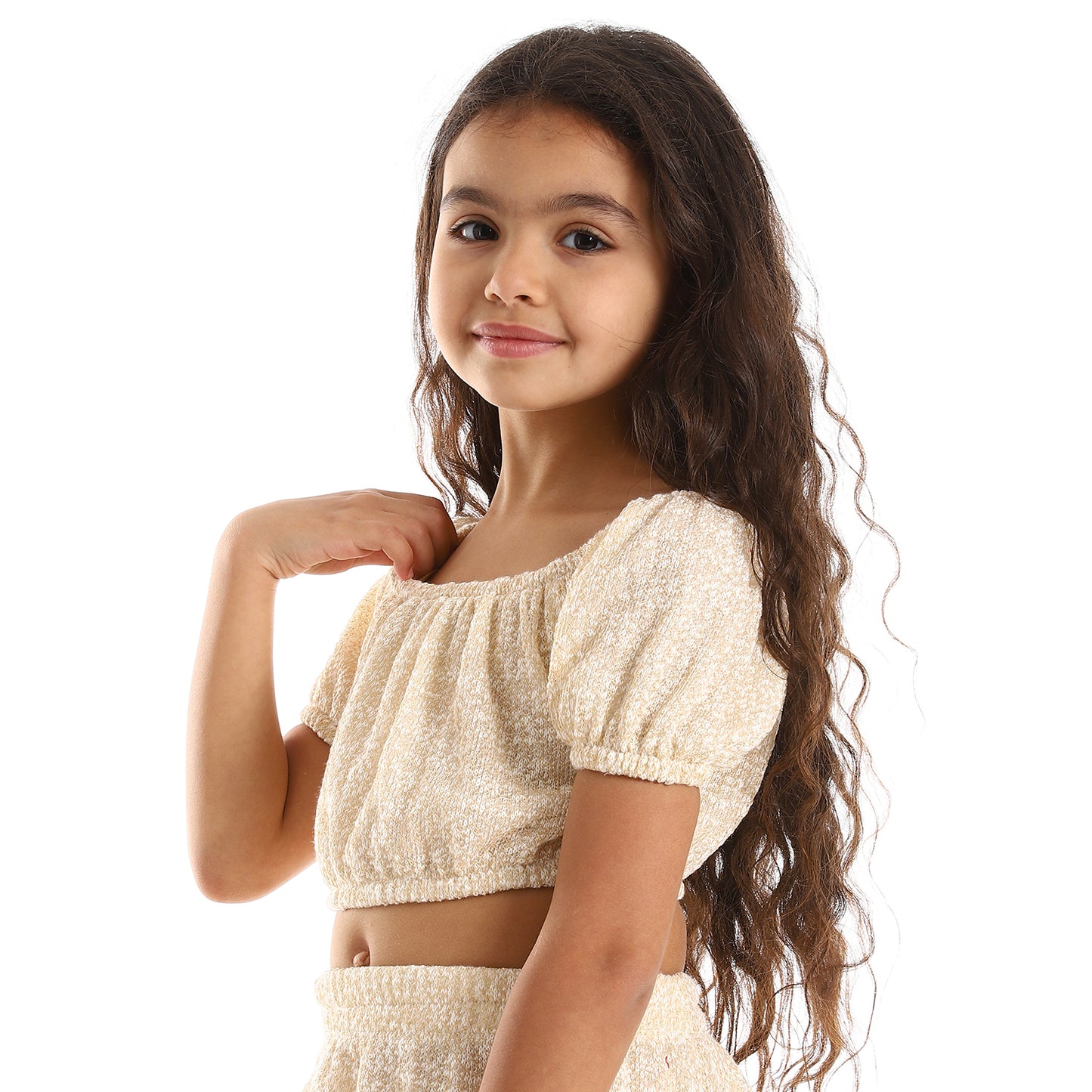 kady Knitted Puffed Off Shoulder Sleeves Girls Clothing