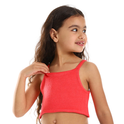 kady Spaghetti Sleeves Solid Girls Crop Top