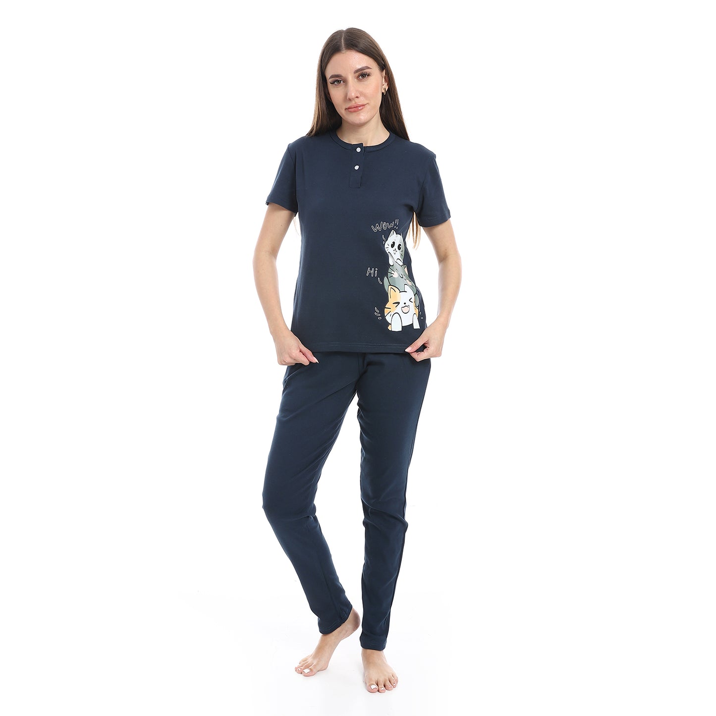 pajama with panda print and buttons