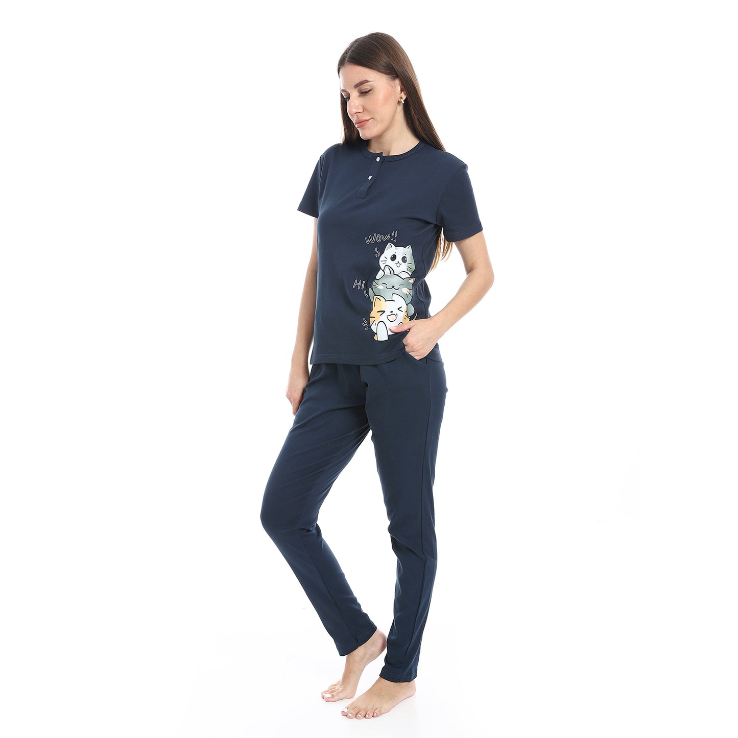 pajama with panda print and buttons