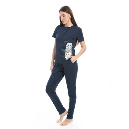 pajama with panda print and buttons