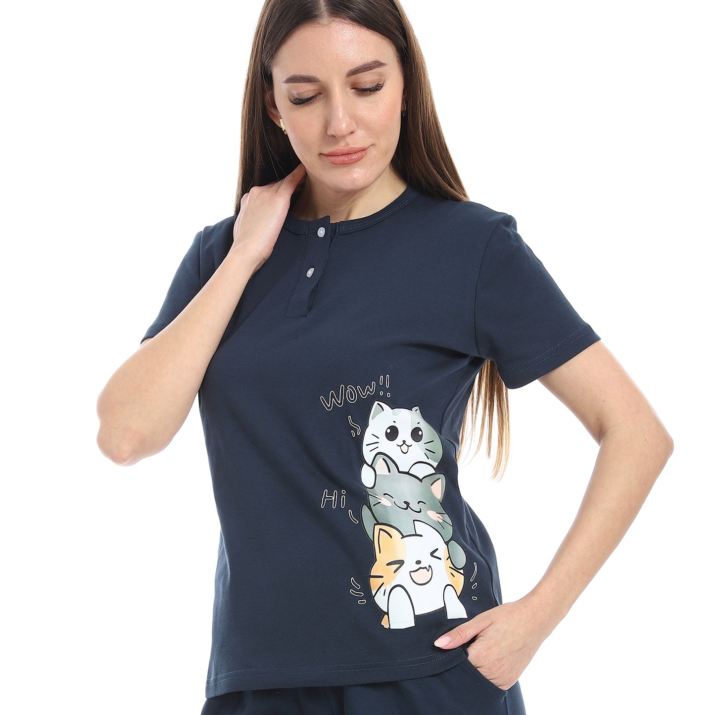 pajama with panda print and buttons