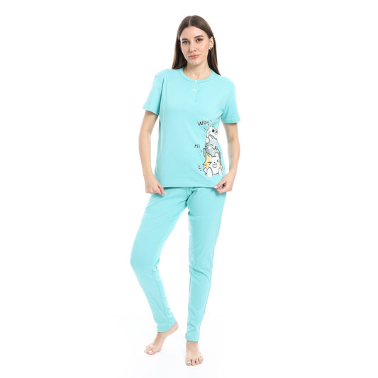 pajama with panda print and buttons