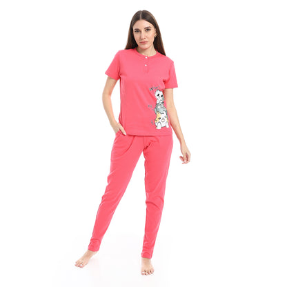 pajama with panda print and buttons
