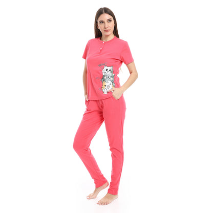 pajama with panda print and buttons