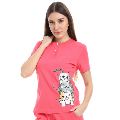 pajama with panda print and buttons