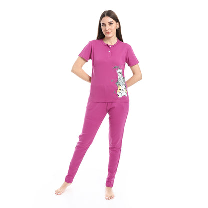 pajama with panda print and buttons