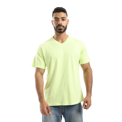 Basic Half Sleeves V- Neck Collar Plain T-Shirt
