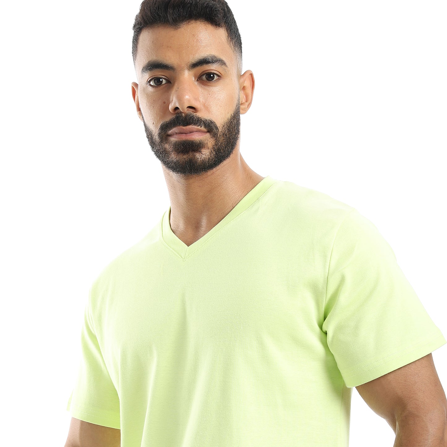 Basic Half Sleeves V- Neck Collar Plain T-Shirt