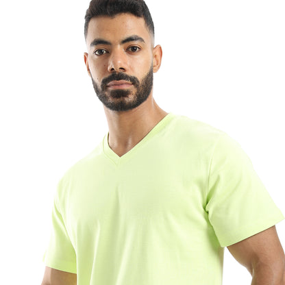 Basic Half Sleeves V- Neck Collar Plain T-Shirt