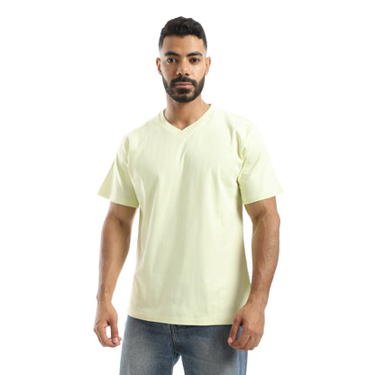 Basic Half Sleeves V- Neck Collar Plain T-Shirt