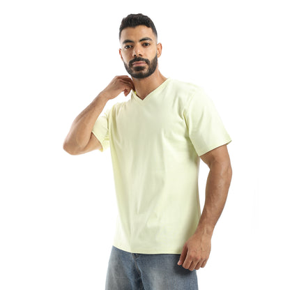 Basic Half Sleeves V- Neck Collar Plain T-Shirt