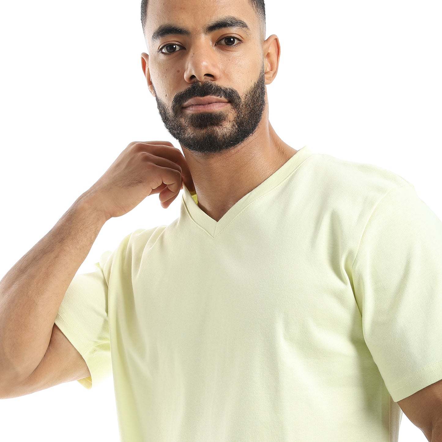 Basic Half Sleeves V- Neck Collar Plain T-Shirt
