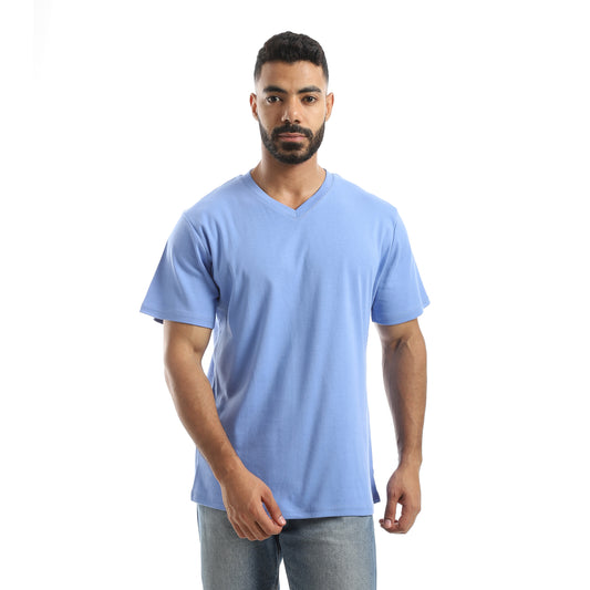 Basic Half Sleeves V- Neck Collar Plain T-Shirt
