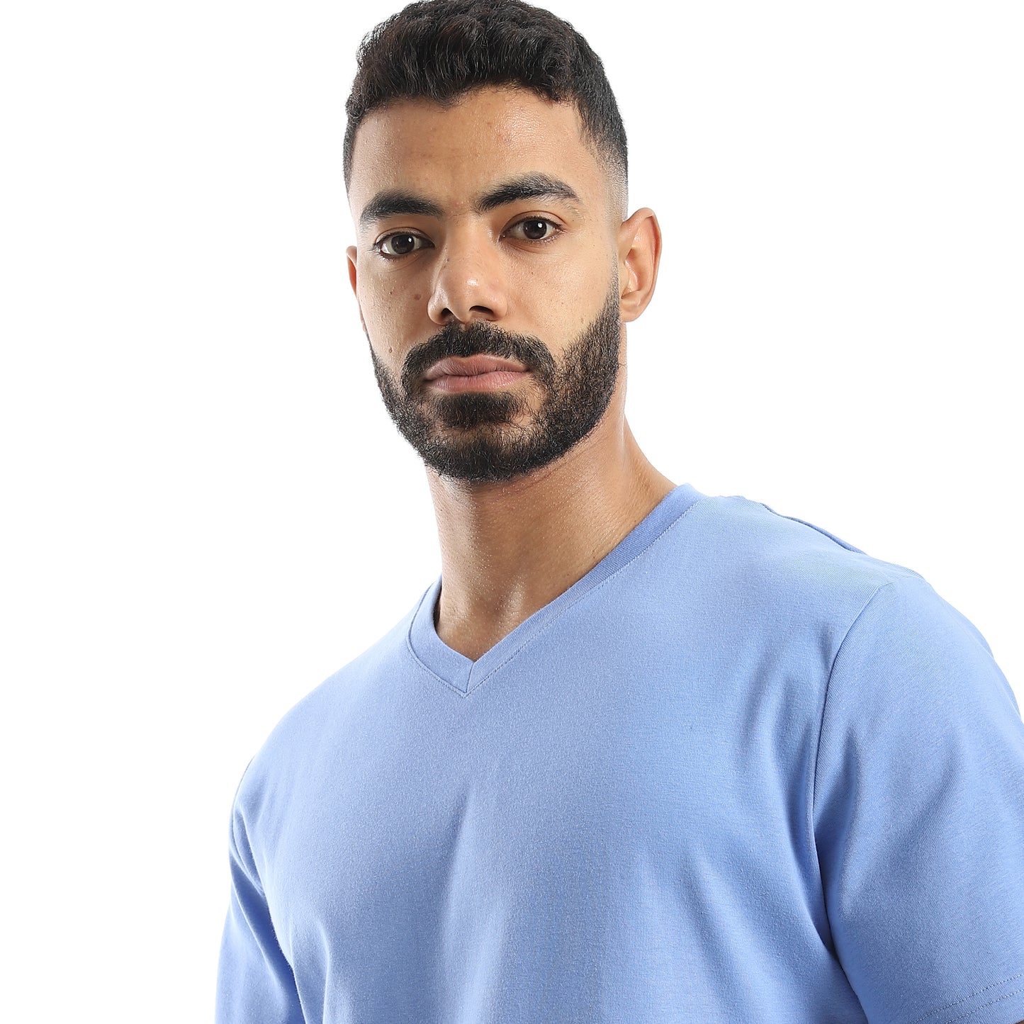 Basic Half Sleeves V- Neck Collar Plain T-Shirt