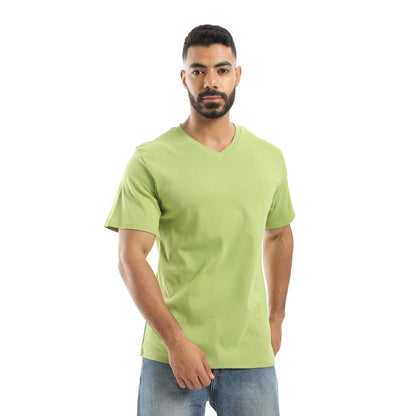 Basic Half Sleeves V- Neck Collar Plain T-Shirt