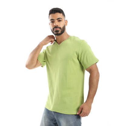 Basic Half Sleeves V- Neck Collar Plain T-Shirt
