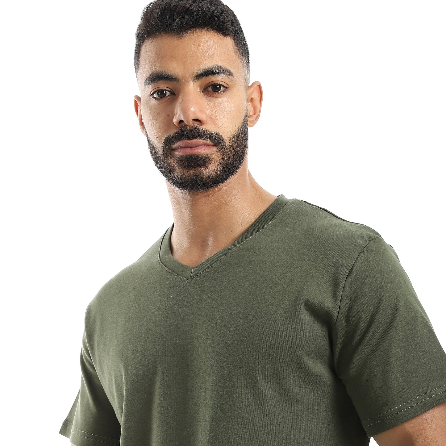 Basic Half Sleeves V- Neck Collar Plain T-Shirt
