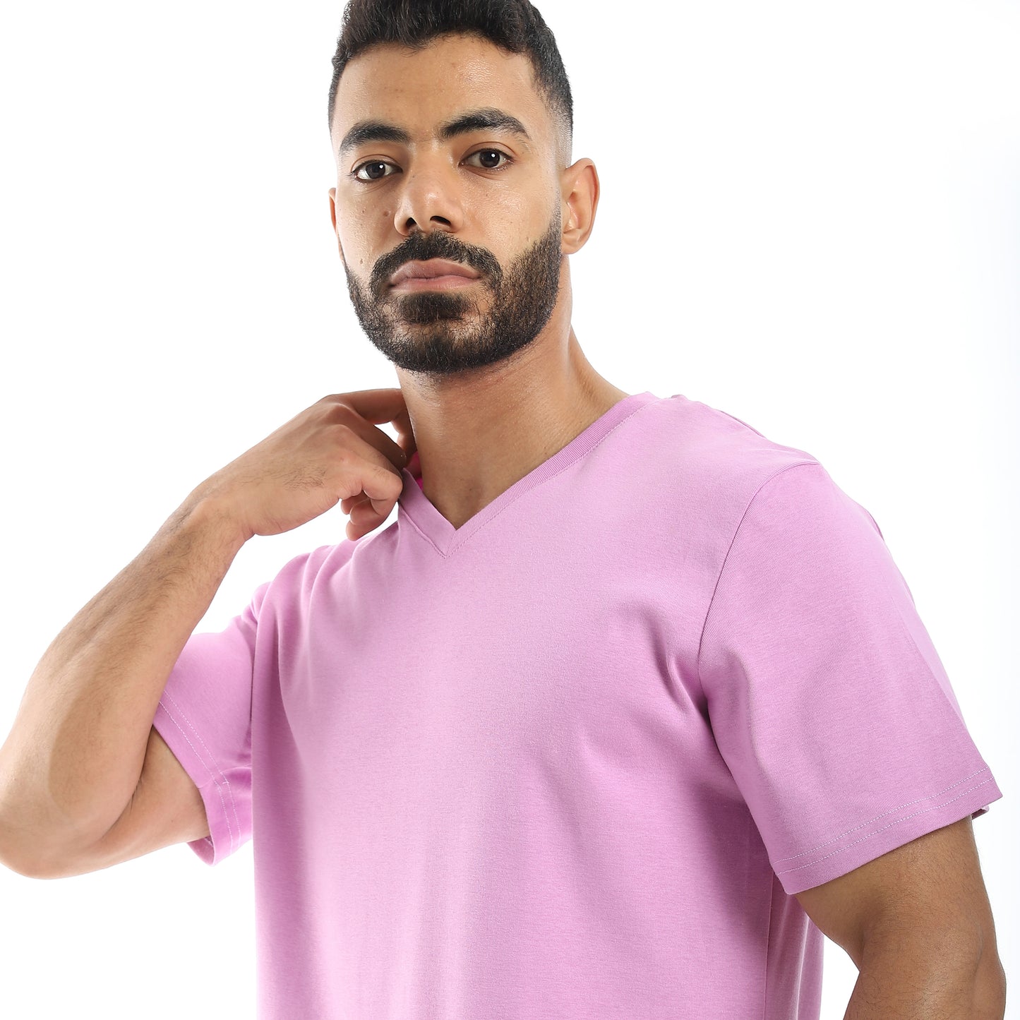 Basic Half Sleeves V- Neck Collar Plain T-Shirt