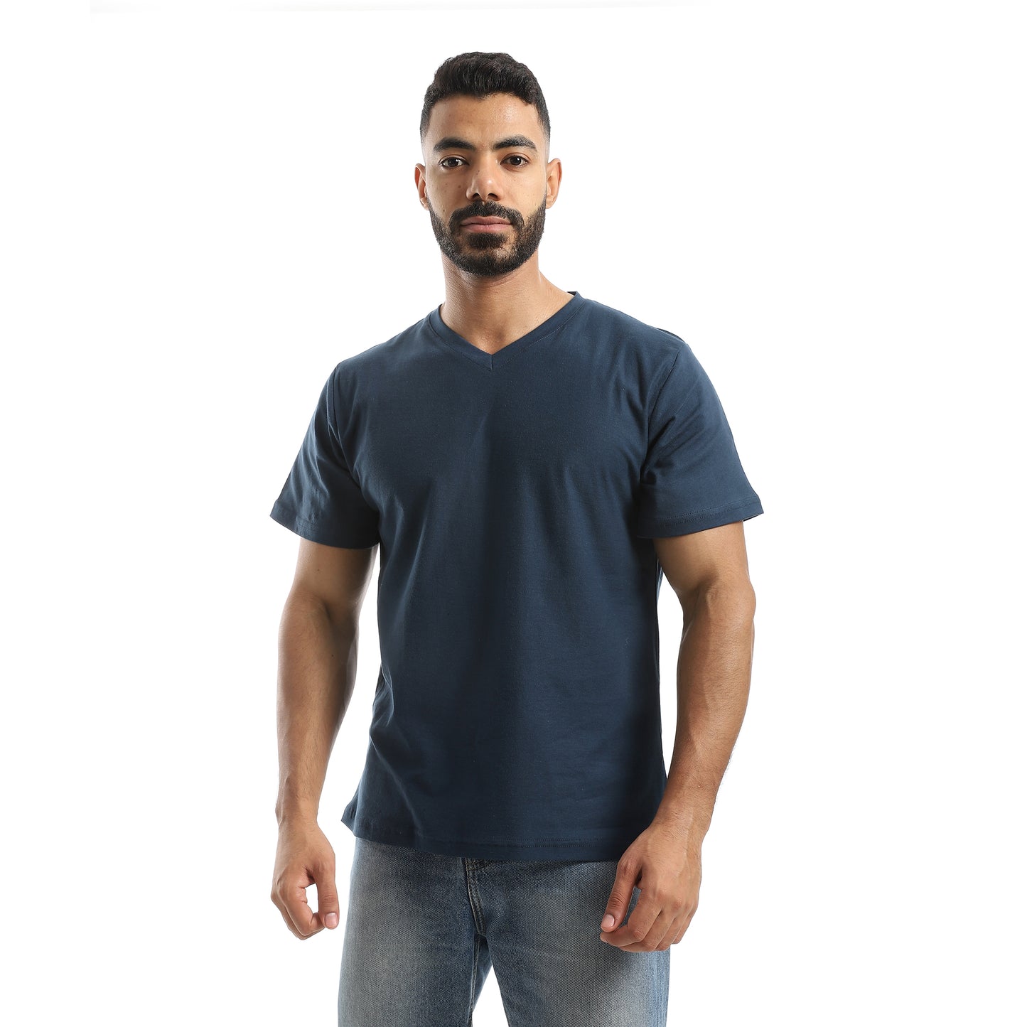 Basic Half Sleeves V- Neck Collar Plain T-Shirt