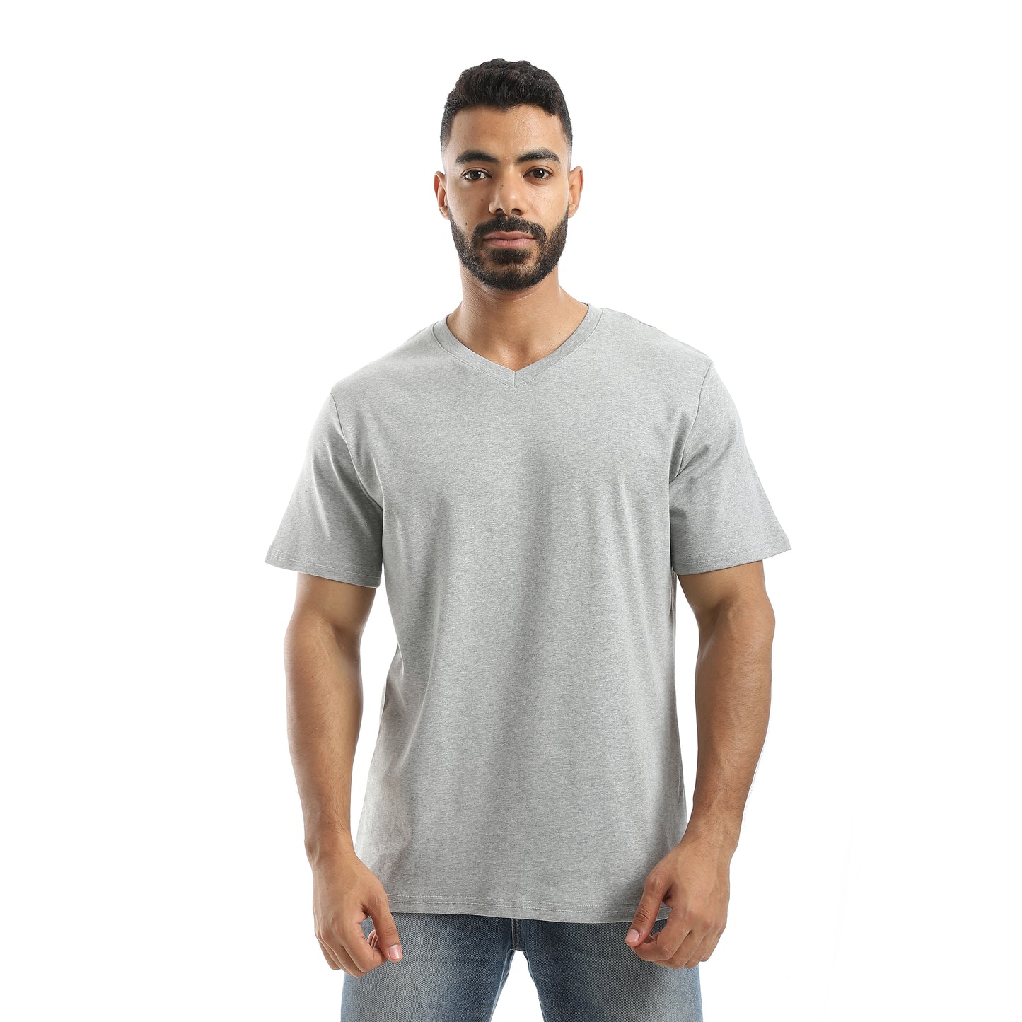 Basic Half Sleeves V- Neck Collar Plain T-Shirt