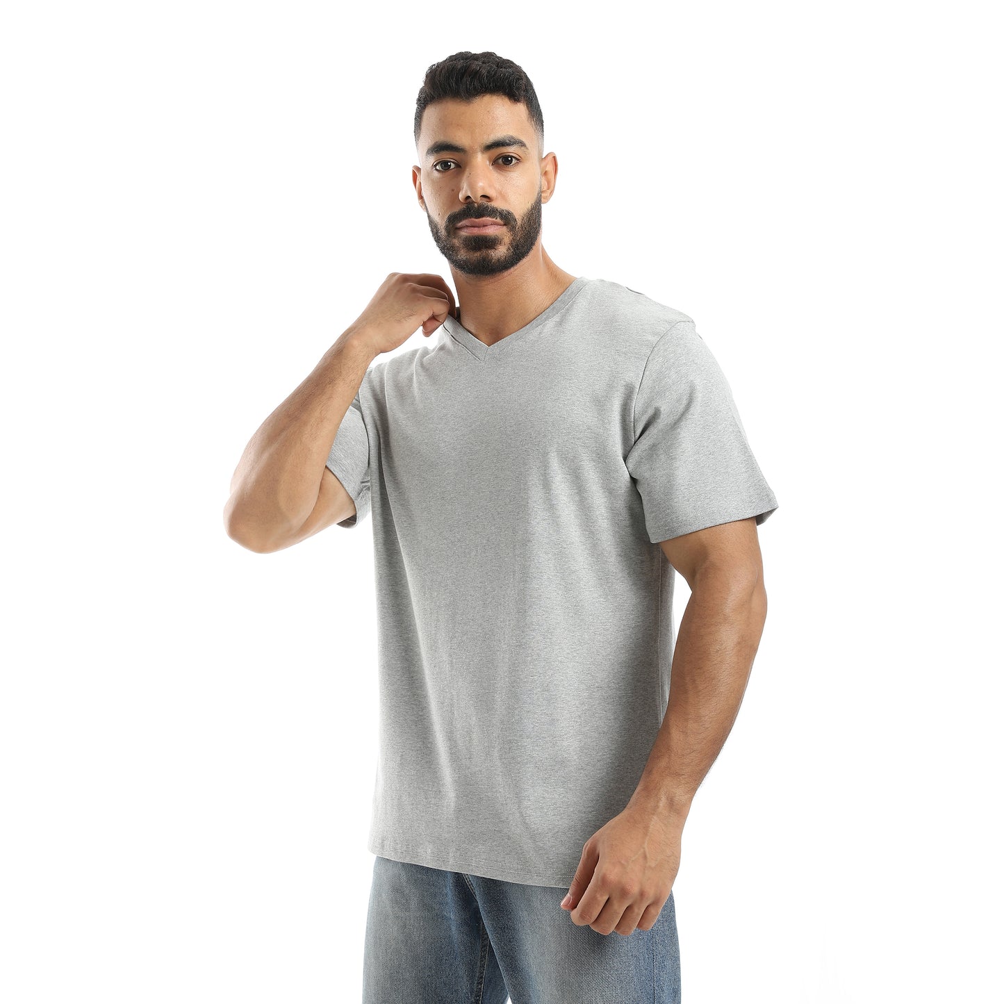 Basic Half Sleeves V- Neck Collar Plain T-Shirt