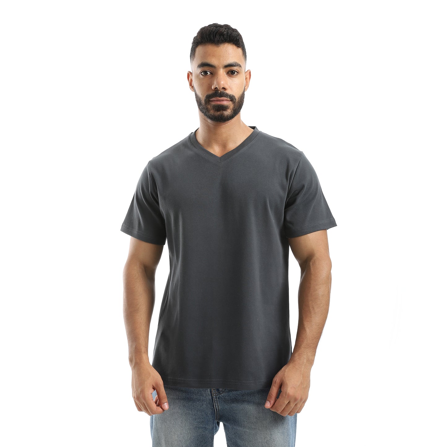 Basic Half Sleeves V- Neck Collar Plain T-Shirt