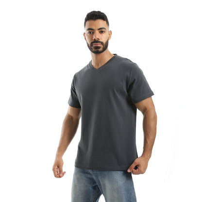 Basic Half Sleeves V- Neck Collar Plain T-Shirt