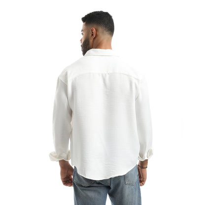 Long Sleeves Turned Down Collar Plain Button Closure Shirt