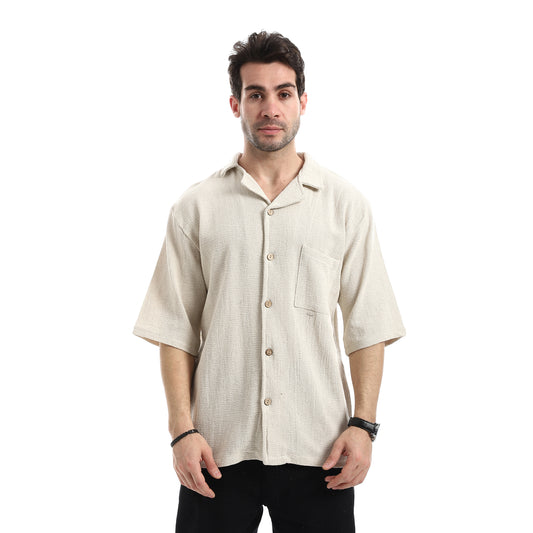 قميص كاجوال سادة بقصة مريحة