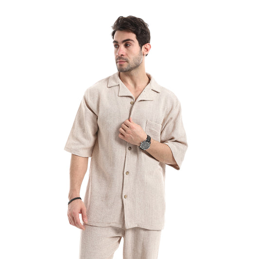 قميص كاجوال سادة بقصة مريحة