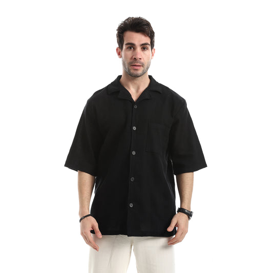 قميص سادة فضفاض بقصة مريحة