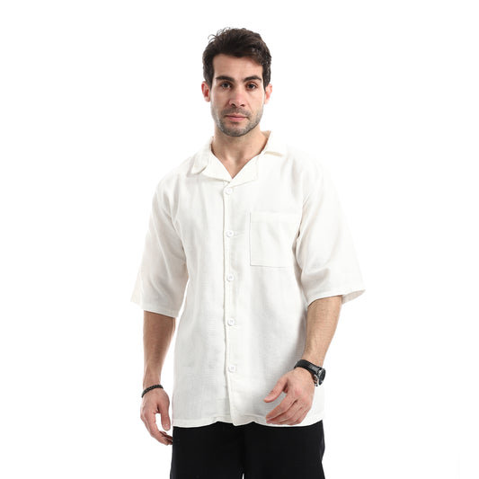 قميص سادة فضفاض بقصة مريحة