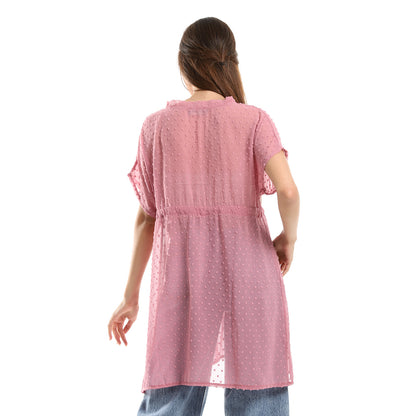 Jamila Women Self Stitches Sheer Short Sleeves Blouse