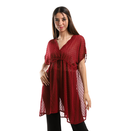 Jamila Women Self Stitches Sheer Short Sleeves Blouse