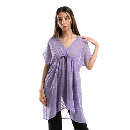 Jamila Women Self Stitches Sheer Short Sleeves Blouse