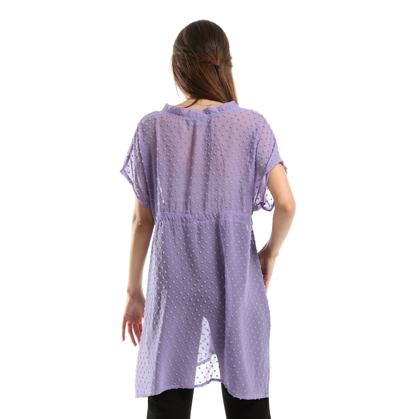 Jamila Women Self Stitches Sheer Short Sleeves Blouse