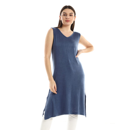 Jamila women side slits plain sleeveless dress