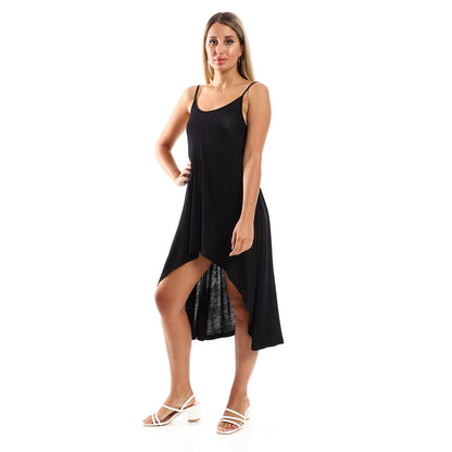 Jamila women spaghetti sleeves wide round collar dress