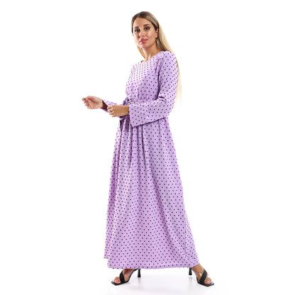 Jamila Women Long Sleeves Long Dress with Adjustable Belt