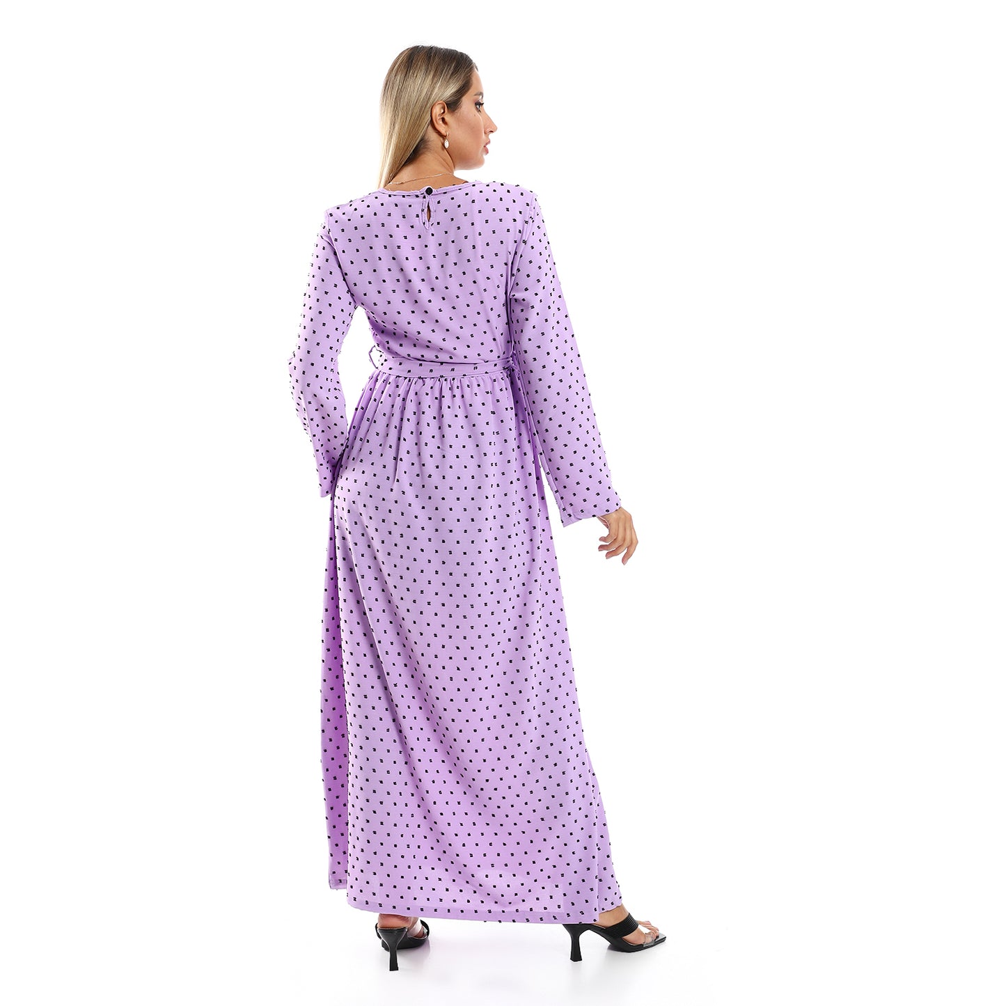 Jamila Women Long Sleeves Long Dress with Adjustable Belt
